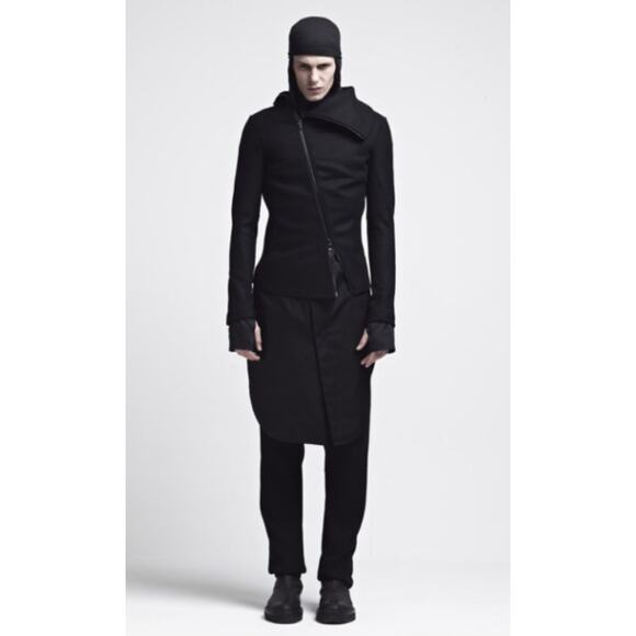Joe Chia Asymmetrical Black High Neck Jacket Women's XL Men's Medium